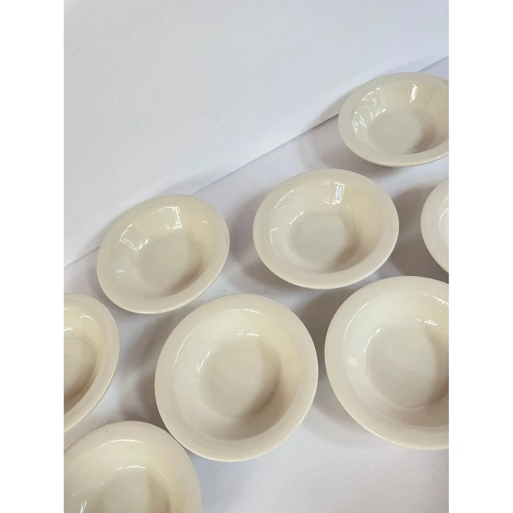 Vintage Cream Ironstone Oneida Buffalow Fruit Bowls Set of 8‎ Off White Ceramic